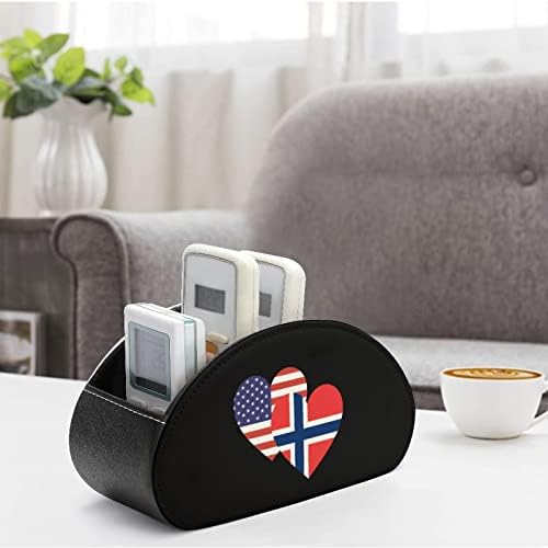 Норвешка Американско знаме за срце знаме ПУ кожа ТВ далечински управувач за канцелариски кутии за складирање на кутија за десктоп организатор