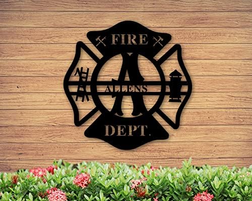 Прилагодена метална малтешка крос -wallидна уметност, пожарникар, персонализиран знак, знак на пожарникар, подарок за пожарникар, знак