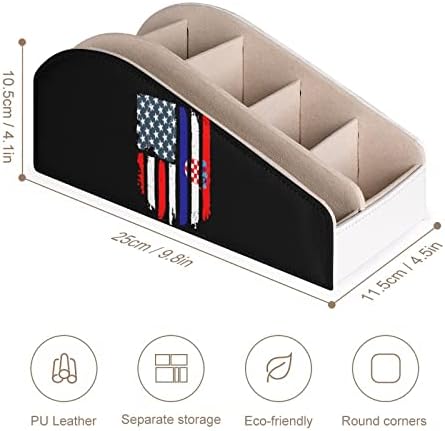 Хрватско американско знаме за далечински управувач за далечински управувач PU кожен организатор кутија со 6 оддели за складирање