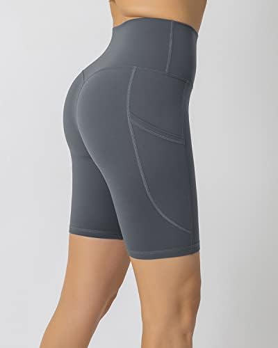Darkterror Biker шорцеви за жени со високи половини за тренингот Spandex Gym Атлетска јога трча со џебови