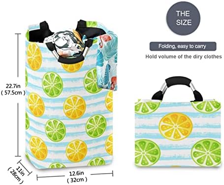 Кигаи корпа за перење лимон склопувачки голема облека ја спречува корпа за складирање на расадник со рачка за спална соба, бања, студентски