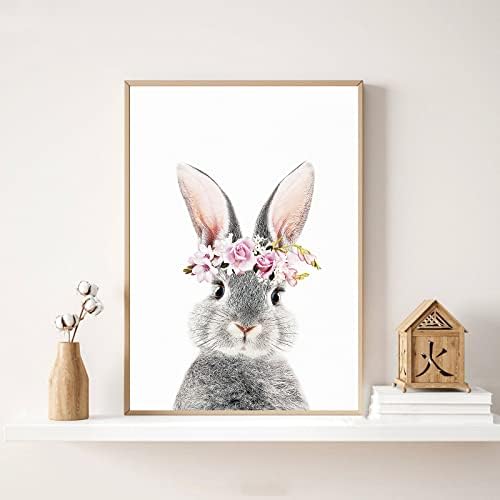Зајаци слики wallидни уметности платно бебиња животни со животни симпатични животински уметнички дела расадник платно печати зајаче