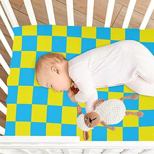 Umiriko сино жолто checkerboard пакет n игра бебиња игра игра за играње листови, мини креветче за момчиња девојчиња играч за играчи