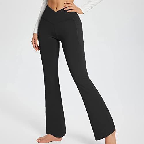 Тимфиза јога панталони жени одблесоци со високи половини со џебови Обични лабави подигачи џогери цврсти панталони за тренингот