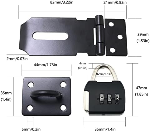 JianLing HASP и Фиксна Главен 82x39mm Нерѓосувачки Челик Фиока Врата Безбедност Катанец Бравата Hasp Главен Со Лозинка Заклучување