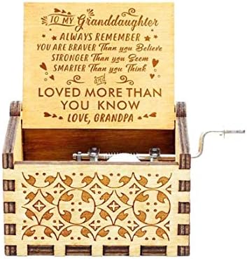 Дедо до внука тематска музичка кутија, дрвена врежана музичка кутија подарок за годишнина од роденден