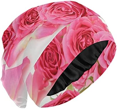 Семено работно капаче за спиење капа за капаци розови розови цветни цвеќиња за жени, коса за глава, ноќно обвивка