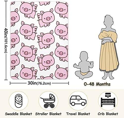 Бебе свиња со крилја бебешки ќебиња за момчиња супер меко топло дете ќебиња за девојки лесен креветче ќебе фрли ќебе за расадник за новороденче