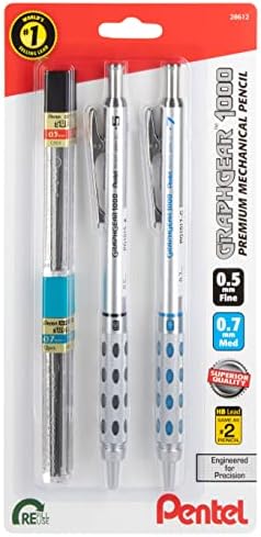 Пентел Графгер 1000 Автоматски Молив За Изработка - Метални Механички Моливи 0,5 и 0,7 мм Со Кабли За Полнење