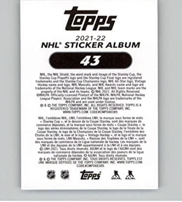 2021-22 налепници на Топс 43 Стенли Куп Слика 2 NM NHL картичка за тргување со хокеј налепници