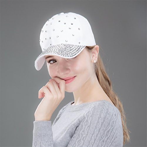 jweemax Rhinestone Bling Hat, Floral Baseball Cap Прилагодливо Деним Бејзбол капа за мажи и жени