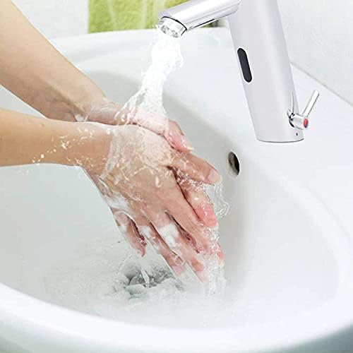 Автоматски сензор за мијалник за мијалник без допир на бања, чешми од хромирана суета, миксер со топла ладна вода чешма за мијалник