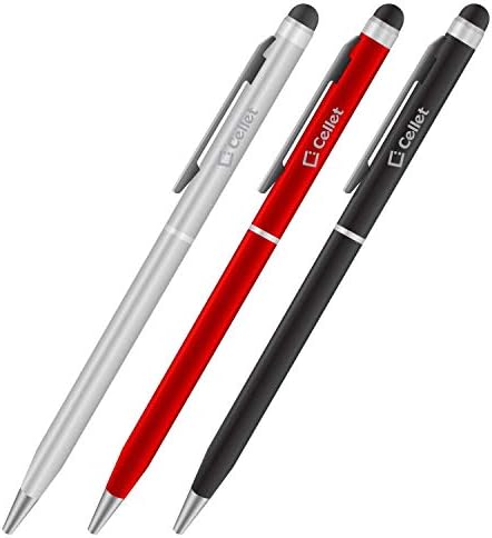 Pro Stylus Pen работи за Oppo A52 со мастило, висока точност, дополнителна чувствителна, компактен формулар за екрани на допир [3 пакет-црно-црвен-силвер]