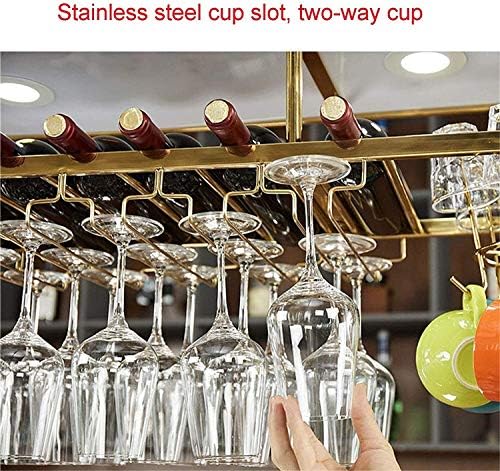 Вино -бар кабинет хонорарна решетка за вино ， предводени светла за вина виси наопаку со вино стаклени лавици од не'рѓосувачки челик држач