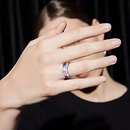 2023 Нов мулти -шарен женски прстен циркон Едноставен моден накит Популарни додатоци Пријателство прстени за 4