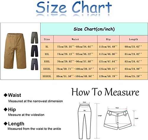 Miashui мажи панталони плус големина мажи случајни цврсти летни средни половини еластични половини лабави карго шорцеви со мулти