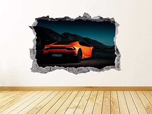 Lamborghini wallидна декларална уметност разбиена 3Д графичка портокалова спортска тркачка тркачка wallид налепница Мурал Норвешка постер соба