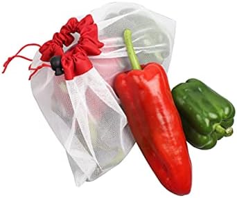 Zerodeko 18 парчиња за зеленчук нето складирање зелена m произведува торби за печење торба со големина намирници Пријателски црвени школки + шопинг s еднократно овошје и
