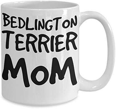 Bedlington Terrier Mom Mom Crug - Бела 11oz керамички чај кафе - совршена за патување и подароци