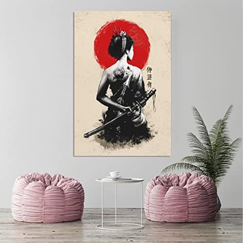 Xdtiopimy ретро азиски уметнички постер гејша самурај декор јапонски wallиден декор современ јапонски постер азиски декор платно сликање