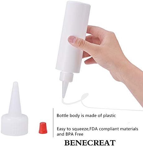 Benecreat 8 пакувања 6,8oz Пластични шишиња за стискање шишиња со црвени врвови за лепак, боја, акрилик истурање, проект за уметност и занаетчиство