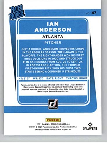2021 година Донрус 47 Иан Андерсон ги оцени дебитантите РЦ дебитант Атланта Храбри Бејзбол Трговска картичка