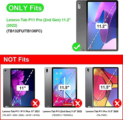 Случај на Алиланг за Lenovo Tab P11 Pro 11.2 Gen 2 Case 2022 со стилус, повеќе агли на гледање PU Flip Flip Cover for Lenovo Tab P11 Pro