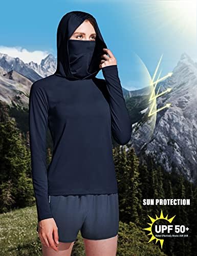 TSLA женски UPF 50+ кошули за заштита од сонце со маска за лице, лесен сув вклопување со долги ракави на отворено сонце кошула