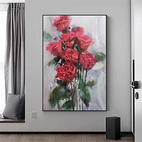 Liruxun рачно насликана црвена роза цветна пејзаж масло за сликање како подарок за подарок