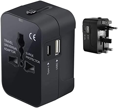 Travel USB Plus Меѓународен адаптер за напојување компатибилен со Yezz Endy 5EI3 за светска моќ за 3 уреди USB Typec, USB-A за патување