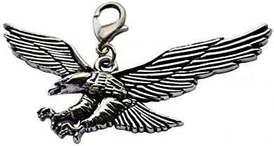 Повлекување на патент од орел, антички сребрен орел шарм, накит од орел, влечење на птици, влечење на патент, совршено за ѓердани, нараквици,