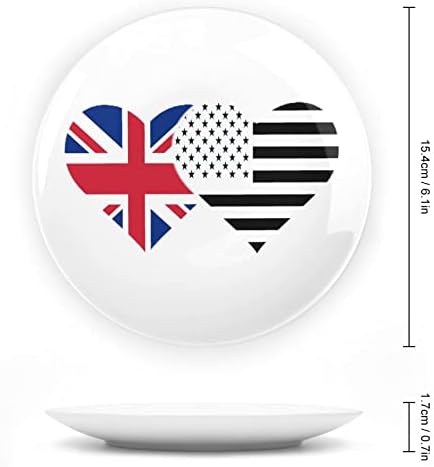 Британско знаме и американско знаме керамичка декоративна чинија со приказ на штандот што виси прилагодена годишнина свадба празнични