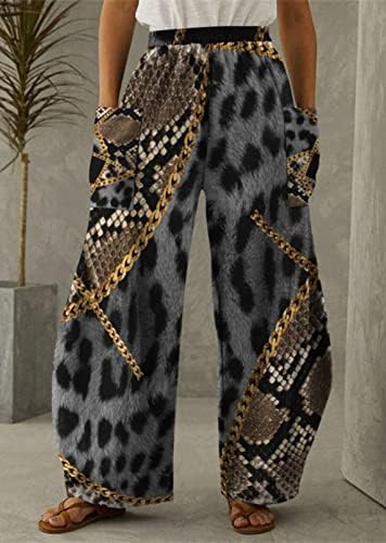 Honey Storeенски женски леопард печати палацо панталони широко нозе лето лабава обична хавајска плажа јога панталони