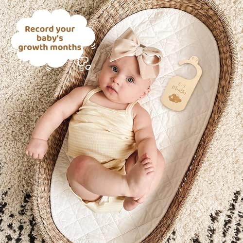 Премиум дрвени плакари за бебиња, од новороденче до 24 месеци, организатори на плакари за бебиња, расадник декор, организатори на облека