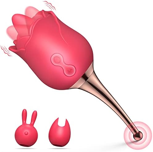 Вибратор на роза играчка за жени, 2 во 1 со 10 режими на вибрации, G Spot Rose и Clitoral Vibrator, високо-фреквентен клиторен јазик