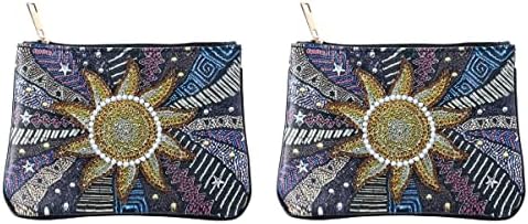 Валилик 2 парчиња дама торба сончоглед Рачно изработена чанта модна козметичка монета за DIY шема торбичка занаетчиска слика за сликање монистра