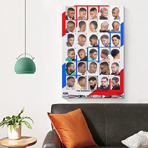 Постери за салони за салони Bludug Barbershop, црни мажи брада и стилови на фризури, платно за сликање постери 2 платно сликање постери и отпечатоци wallидни уметнички слики з