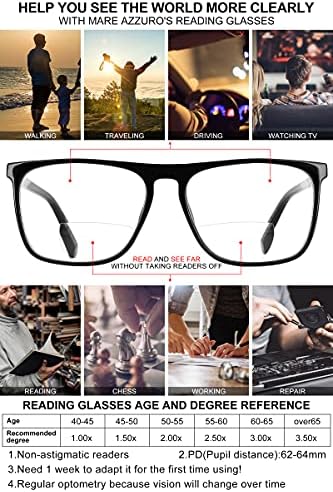 Маре азуро големи бифокални очила за читање мажи сина светлина блокирајќи читатели на плоштад читач 0 1.0 1,25 1,5 1,75 2.0 2.25 2.5 2.75 3.0