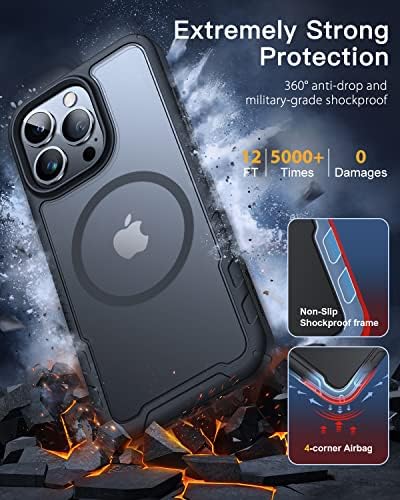 Humixx Магнетни Дизајниран за Iphone 13 Pro Max Случај [Компатибилен Со MagSafe] [12ft Воена Капка Заштита] Тенок Вклопуваат Проѕирен Мат Назад
