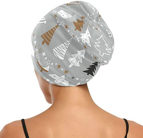 Womenените Beanie Hat Skull Worket Cap, Зимска елка еластична модерна модерна глава за ноќна ноќ за спиење