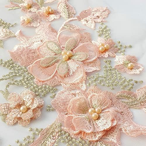 3Д цвеќиња со брада чипка ткаенини Апликација Перл везови за шиење на закрпи за DIY венчален вечерен фустан закрпи за залепен