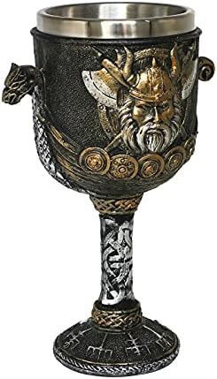 Средновековен пехар За вино Викинг Один - Нордиски викиншки Воин змеј брод метален пехар Чаша Викиншки Пиратски Обожаватели Подароци Тематска