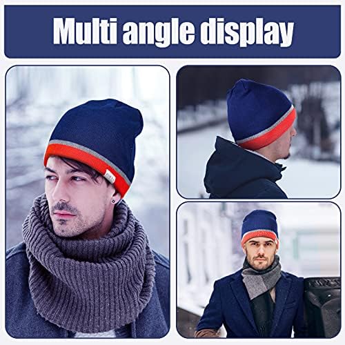 Zowya Reversible Plicd Beanie Hat за мажи и жени pinstripe се протега мека зимска стилска топла унисекс 1-капа