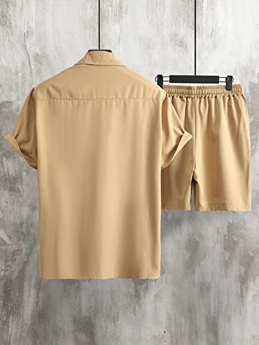 Облека со две парчиња за мажи мажи со буква графичка кошула и шорцеви за половината за влечење без мета