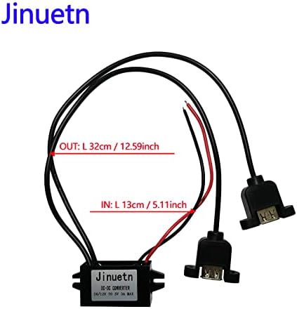 Ковертор на Jinuetn DC Buck Module 12/24V Конвертирајте во 5V3A USB -адаптер за излезна моќност за GPS DVR Camera Electric Motors вентилатори