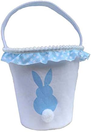 Велигденски зајаче корпи торби за јајца за деца, платно персонализирана бонбона корпа за јајца за зајак печати за печати бонбони торби со меки