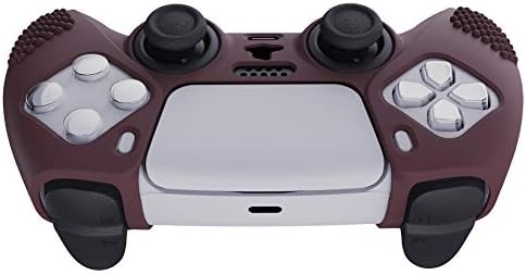 Extremerate PlayVital Wine Red 3D Studed Edition Anti-Slip Silicone Cover Skin за PS5 контролер, мека гума за гума за безжичен контролер