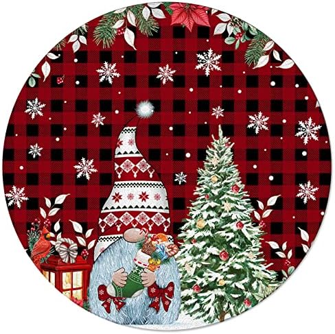 Голем килим за дневна соба за дневна соба, 4-ти килими што не се лизгаат за детска соба, Божиќно гномско дрво црвено црно црно биволско