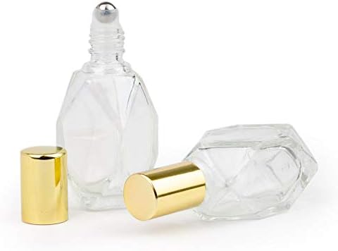 Grand Parfums Geo Mini 7,5ml ролери шишиња Луксузен скапоцен камен есенцијален масло дијамант форма 7,5 ml Geo Glass Glass Gold