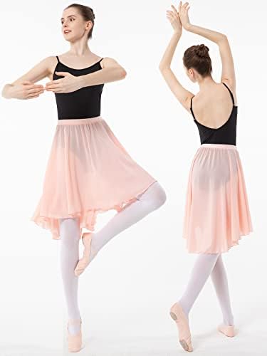 Pliksuver Women Women Ballet Wrap Spapt Shiffon Dance Scirt Повлечете со еластична лента за половината за жени девојки возрасни